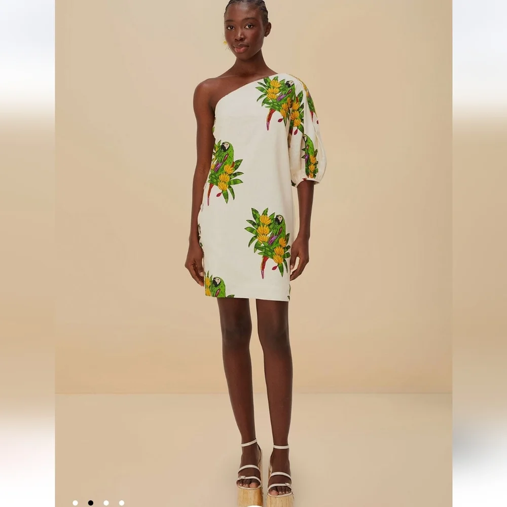 FARM Rio One Shoulder Parrot  Mini Dress - Picture 2 of 5